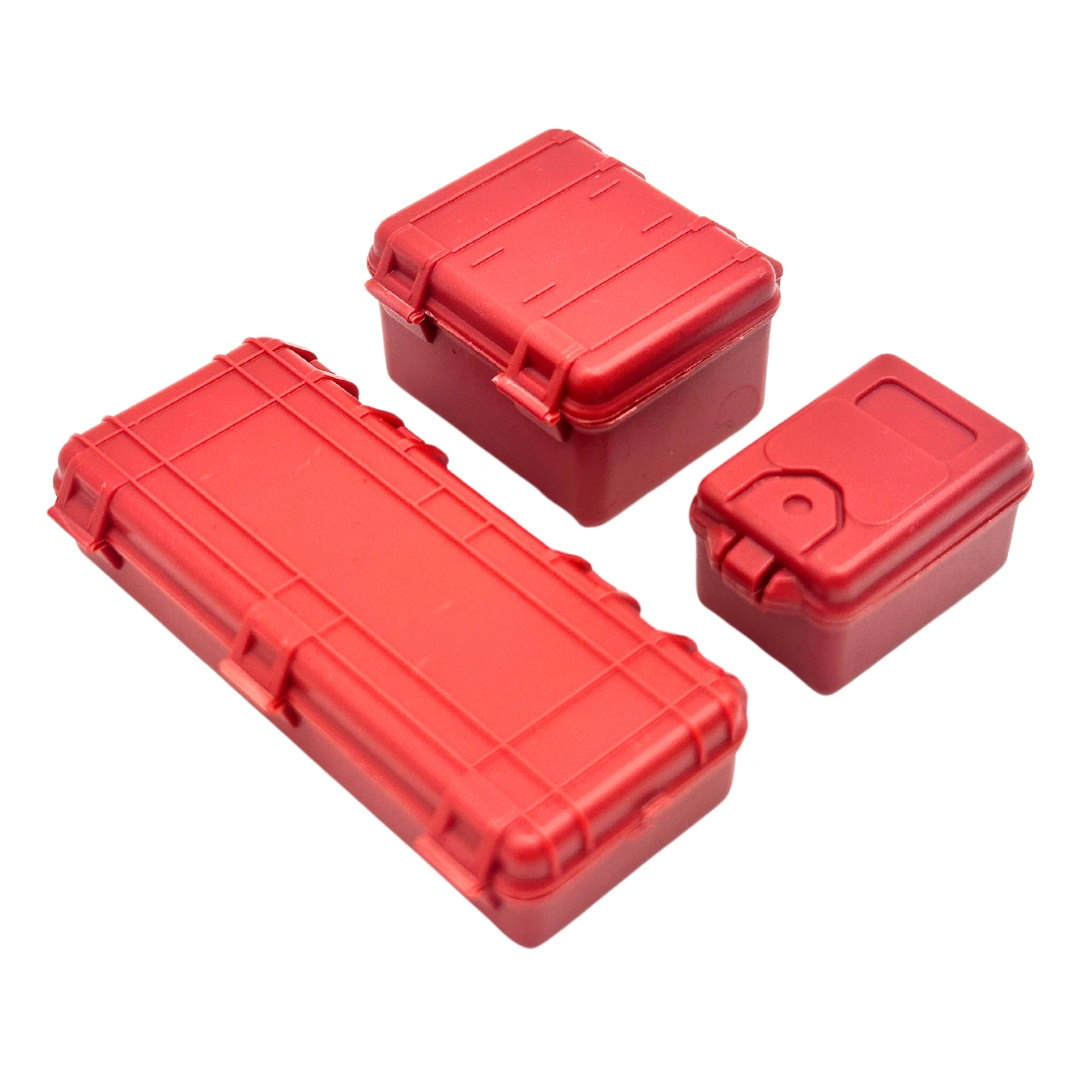 RC Crawler Toolboxes 1/24 1/18 Red 3-Pack Functional Lids