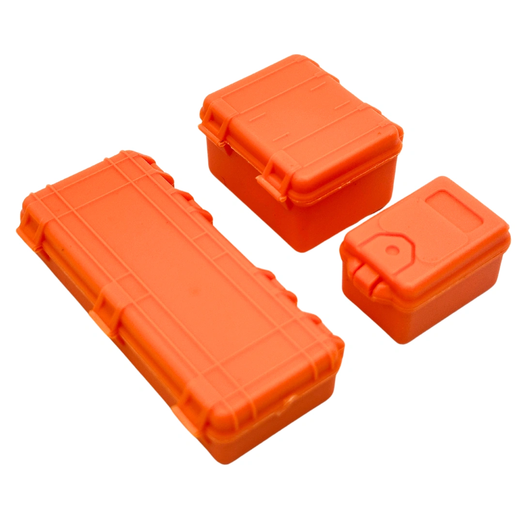 RC Crawler Tool Box Sets - 3 Vibrant Orange Scale Models (1/24, 1/18)